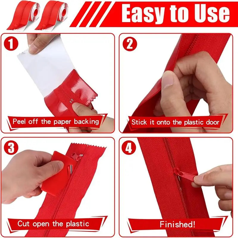 LIKE WISH 12 Rolls Heavy Duty Zipper Door 7 Ft X 3 Inch Self Adhesive Construction Zipper Door For Use On Tarps Oasis Select