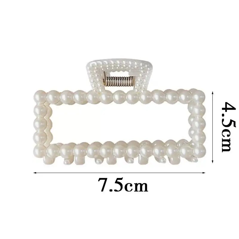 Fashion Square Pearl Claw Clip Elegant Hair Accessory Geometric Hairpin for Women Girls Daily Hair Styling Clips Oasis Select