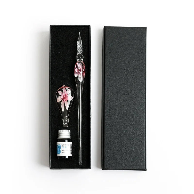 Flower glass dipping pen, student stationery, glass pen, crystal glass pen, birthday gift pen set Oasis Select 1