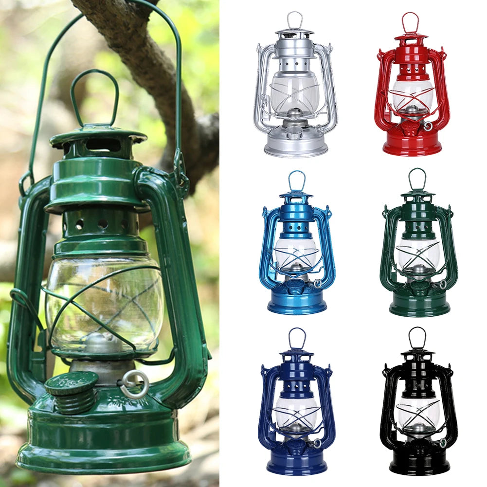 Retro Camping Lantern Kerosene Lamp Portable Handheld Lantern Outdoor Camping Lights 90ml Many Colour Metal Lamps Oasis Select dark blue
