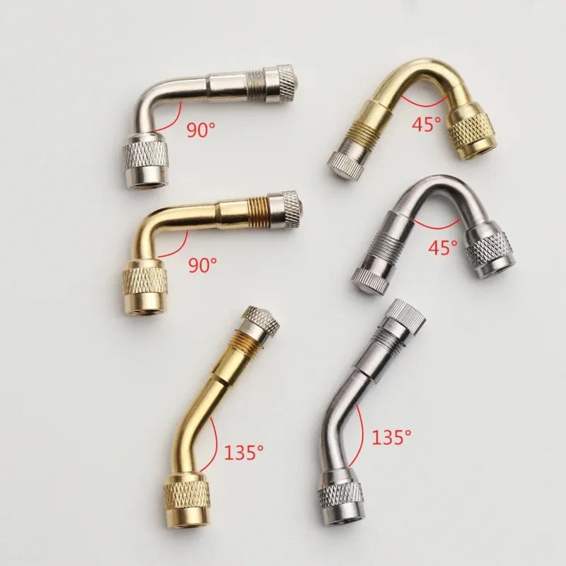 2 Pcs Motorcycle 45 90 135 Degree Angle Bent Valve Adaptor Tyre Tube Valve Extension Adapter for Truck Car Moto Bike Oasis Select