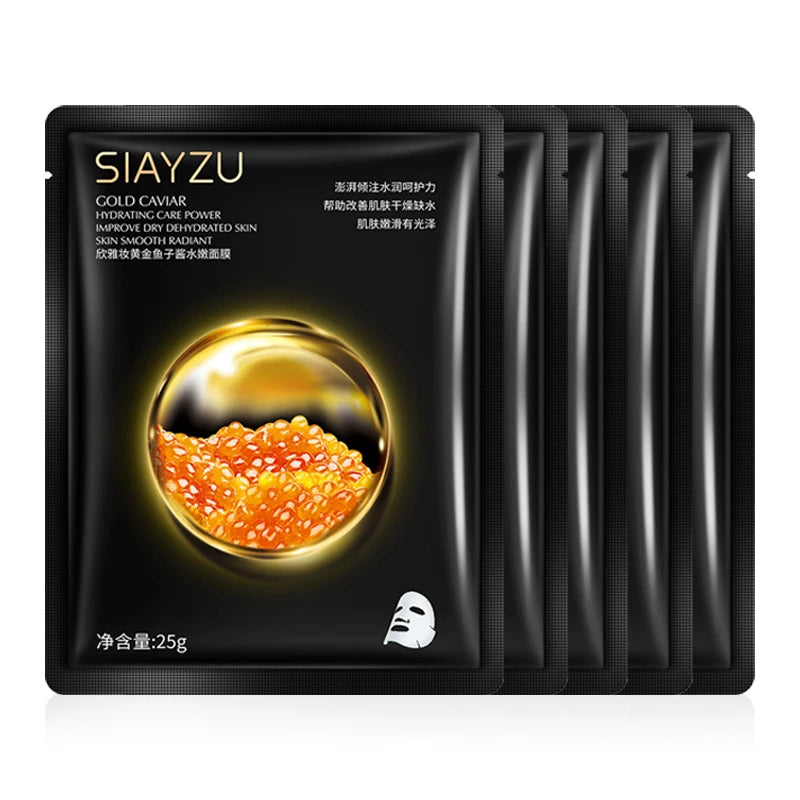 Golden Caviar Anti-Aging Moisturizing Face Mask Sheets – 10 Pack Sheet Face Mask Oasis Select 5pcs