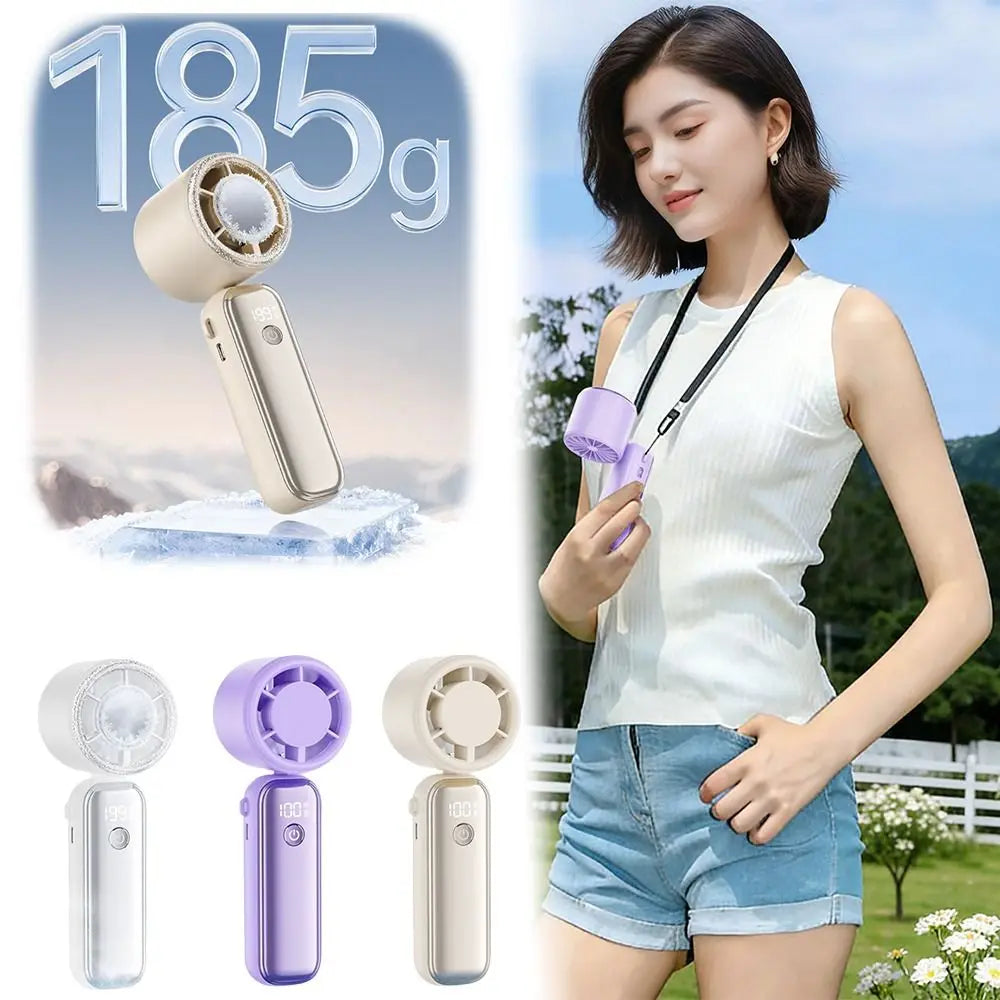 USB Rechargeable Mini Handheld Fan Semiconductor Cooling Powerful Wind Small Electric Fan Digital Display Ultra-Quiet Turbo Fan Oasis Select