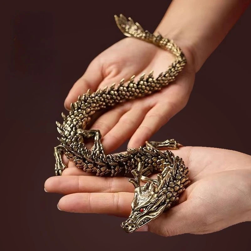 1pcs Dragon Statue Ornament Moveable Body Joints Antique Brass Lucky Dragon Desktop Office Ornament Crafts Home Decoration Gifts Oasis Select Vintage gold 10cm