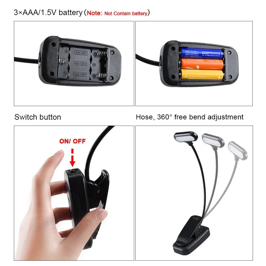 Mini Book Clip Light Battery Powered Book Light Eye Protection Reading Lamp Portable Small Desk Lamp for Bedroom Study Readers Oasis Select