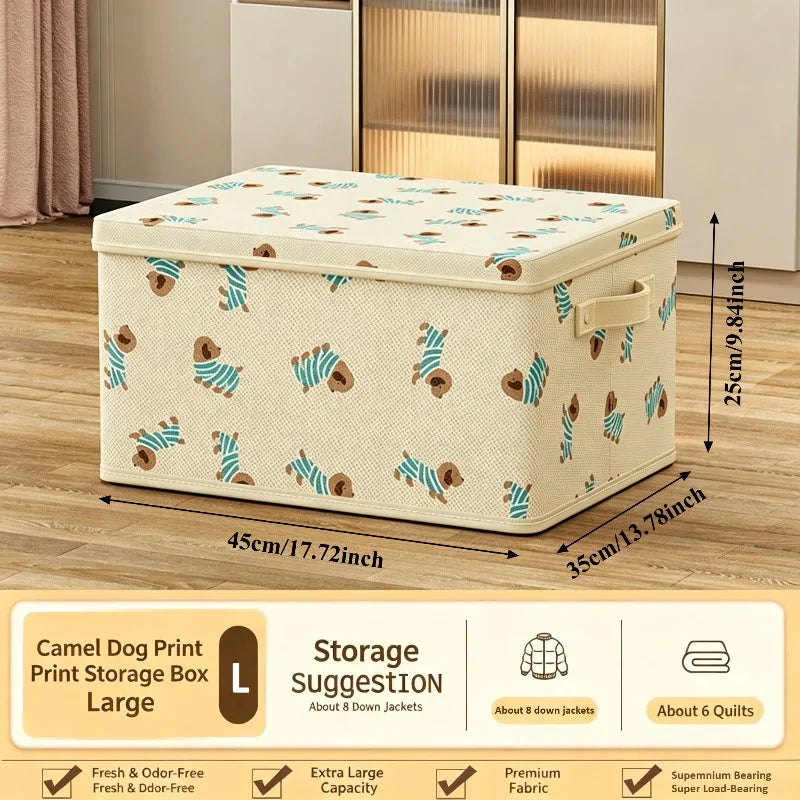 New Large Capacity Non-Woven Storage Box with Lid, Foldable Clothes Organizer for Wardrobe, Home Storage Solution, Storage Box Oasis Select storage box-L