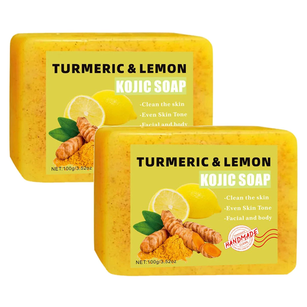 Turmeric Kojic Acid Lemon Soap Bar, Soap Bar Brighten Even Skin Vitamin E, Gentle Lemon Soap For Face,Body Wash Oasis Select 2pcs