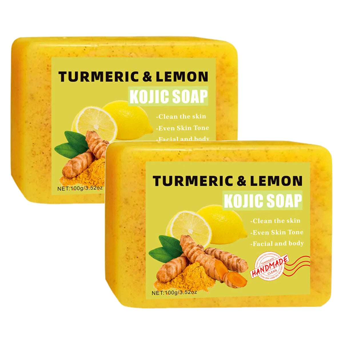 Turmeric Kojic Acid Lemon Soap Bar, Soap Bar Brighten Even Skin Vitamin E, Gentle Lemon Soap For Face,Body Wash Oasis Select 2pcs