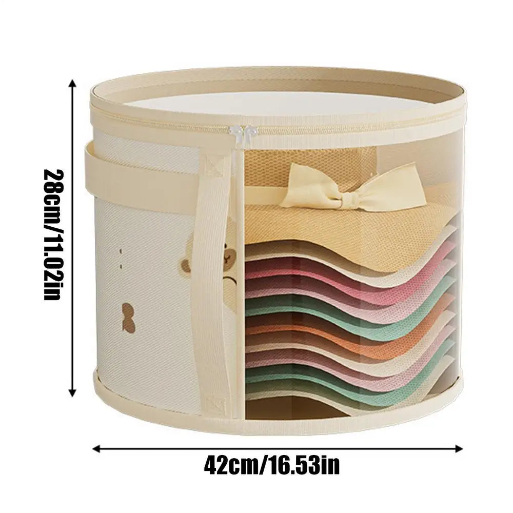 Hat Organizer Stackable Dust-Proof Container Bag Travel Round Hat Organizer for Closet Wardrobe Men Women Home Dormitory Hotel Oasis Select White