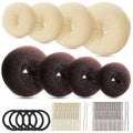 Donut Hair Bun Maker Set for Women Girls- 2 Colors Small Size Hair Bun Maker, Hair Donuts for Buns, Elastic Bands, Hair Pins Oasis Select 53pcs