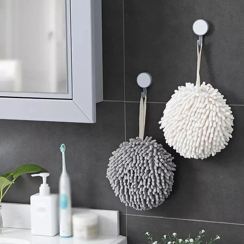 1/2/3pcs Chenille Hand Towels Kitchen Bathroom Hand Towel Ball with Hanging Loops Quick Dry Soft Absorbent Microfiber Towels Oasis Select