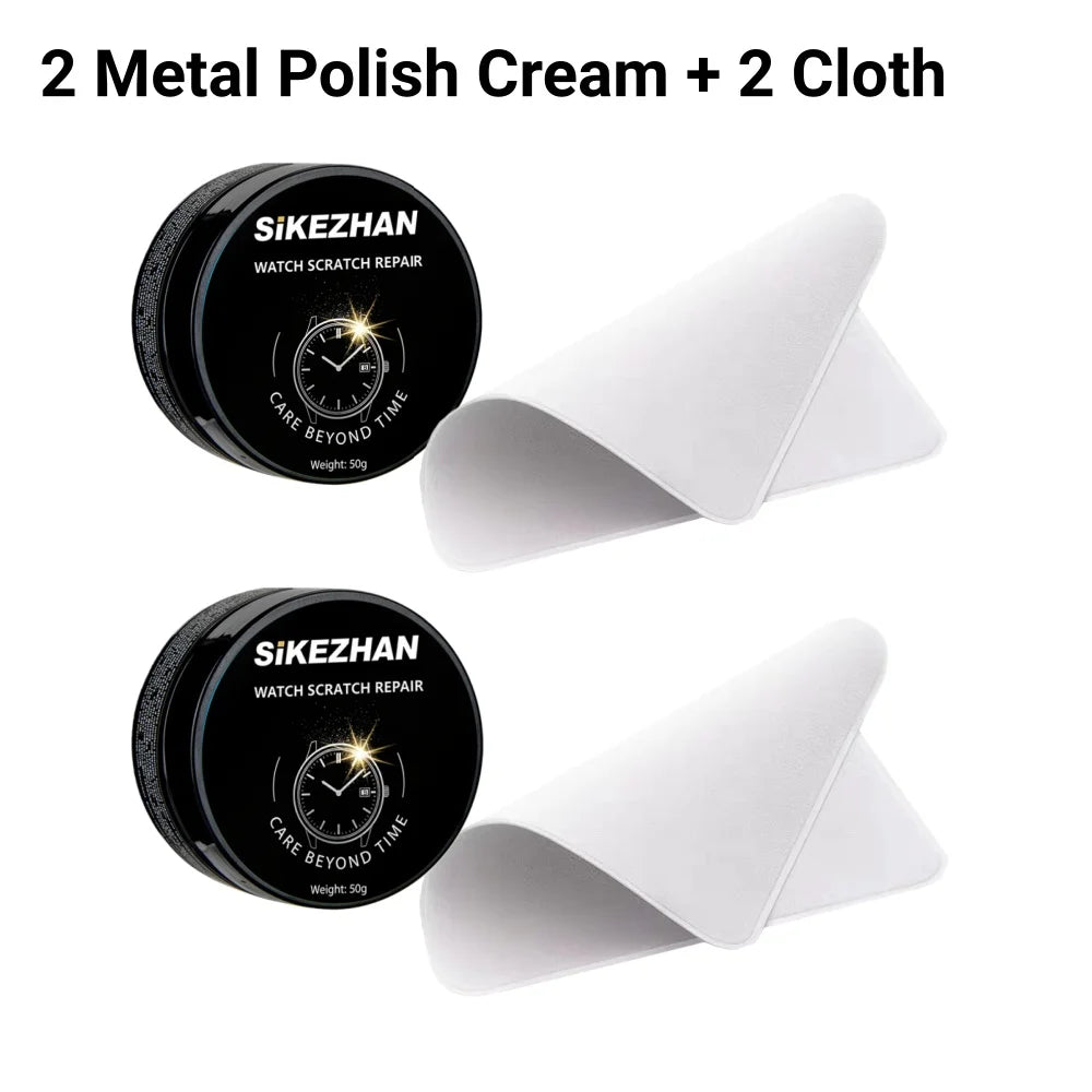 Expert Watch Polish Cream Scratch Remover Kit with Cloth for Stainless Steel Gold Silver Metal Jewelry Mirror Finish Repair Tool Oasis Select 2 sets of products