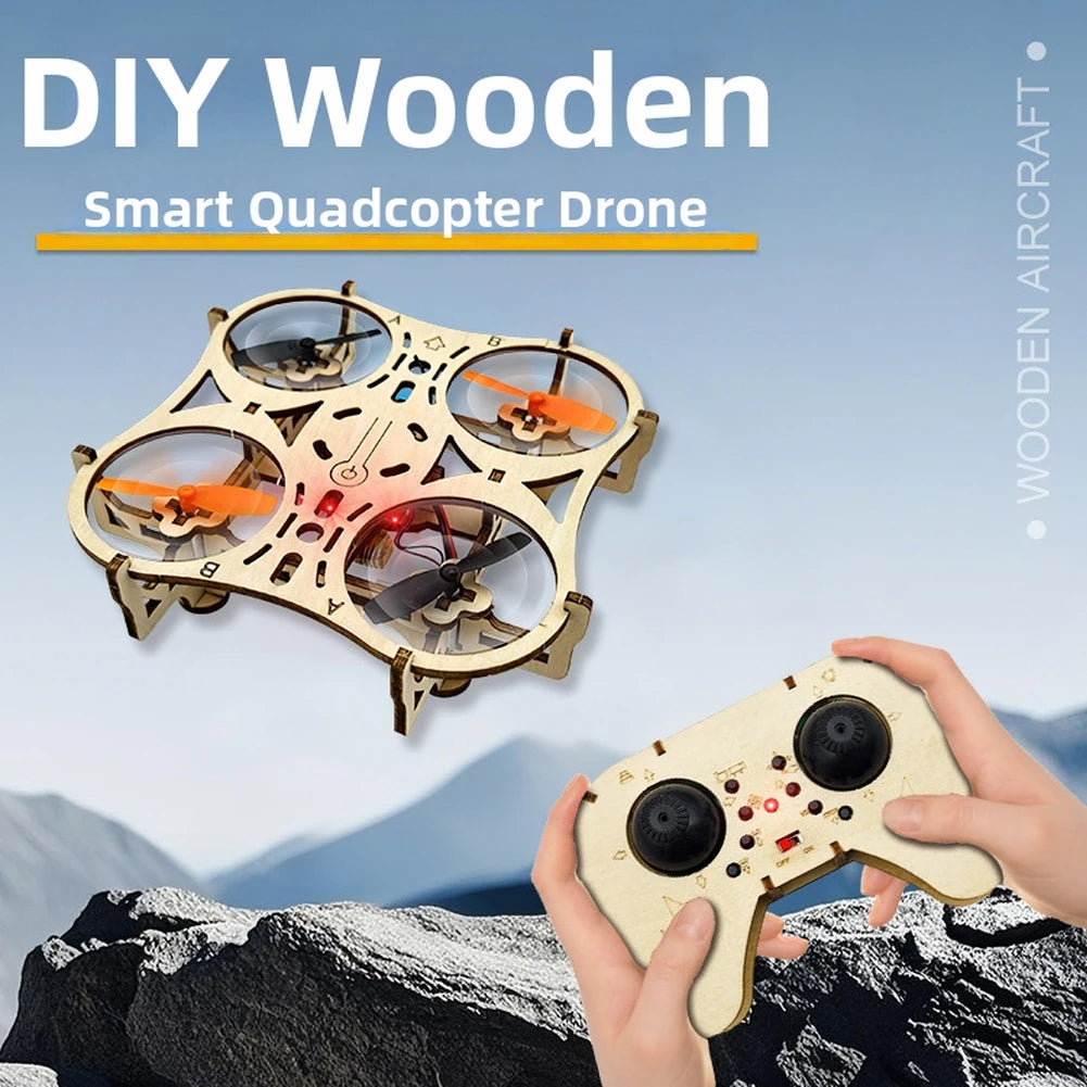 DIY Wooden Drones Model Kit with Intelligent Hovering Function Remote Control Distance 50-70m Battery Life 5-7min Oasis Select