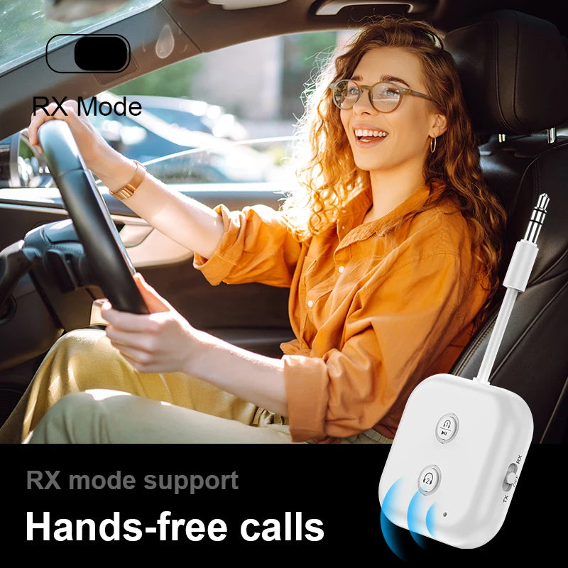 2 In 1 Dual Stream Bluetooth 5.3 Audio Transmitter Receiver 3.5MM AUX Stereo Wireless Adapter With Mic For Car Airplane TV PC Oasis Select