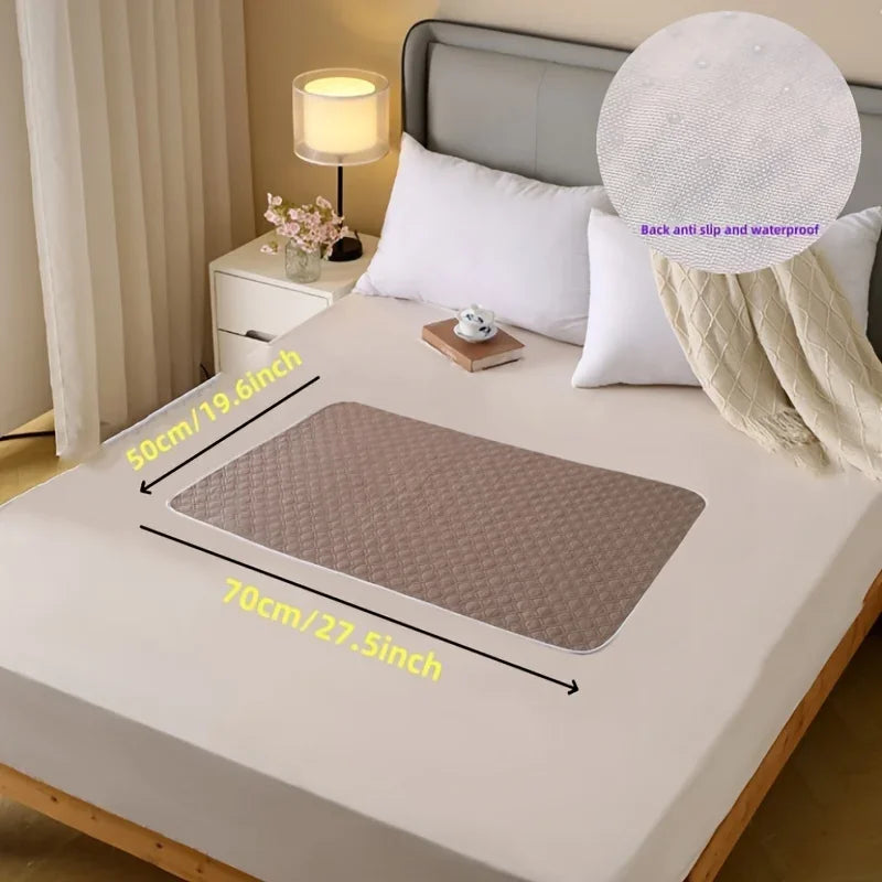 Leak-Proof Washable Incontinence Pad - Counter-slip Non-Woven Fabric Bed Mat for Seniors, Pets, Menstruation & Home Use Oasis Select brown-50x70cm