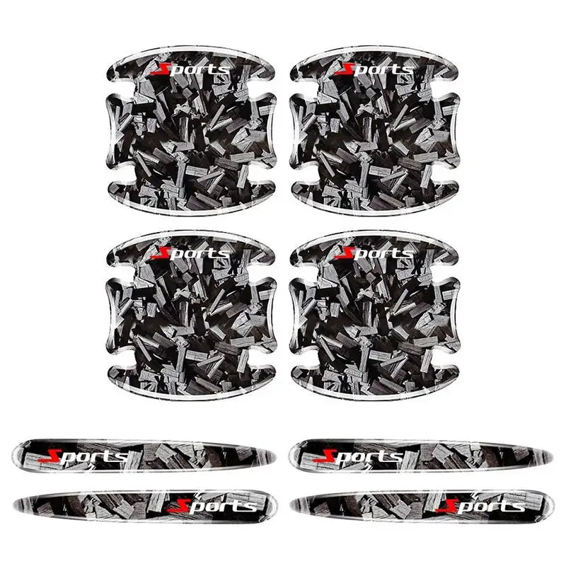 8PCS Car Door Handle Anti- Sticker Carbon Fibre Car Door Bowl Handle Protector Paint Protection Decorative Cover Oasis Select Black