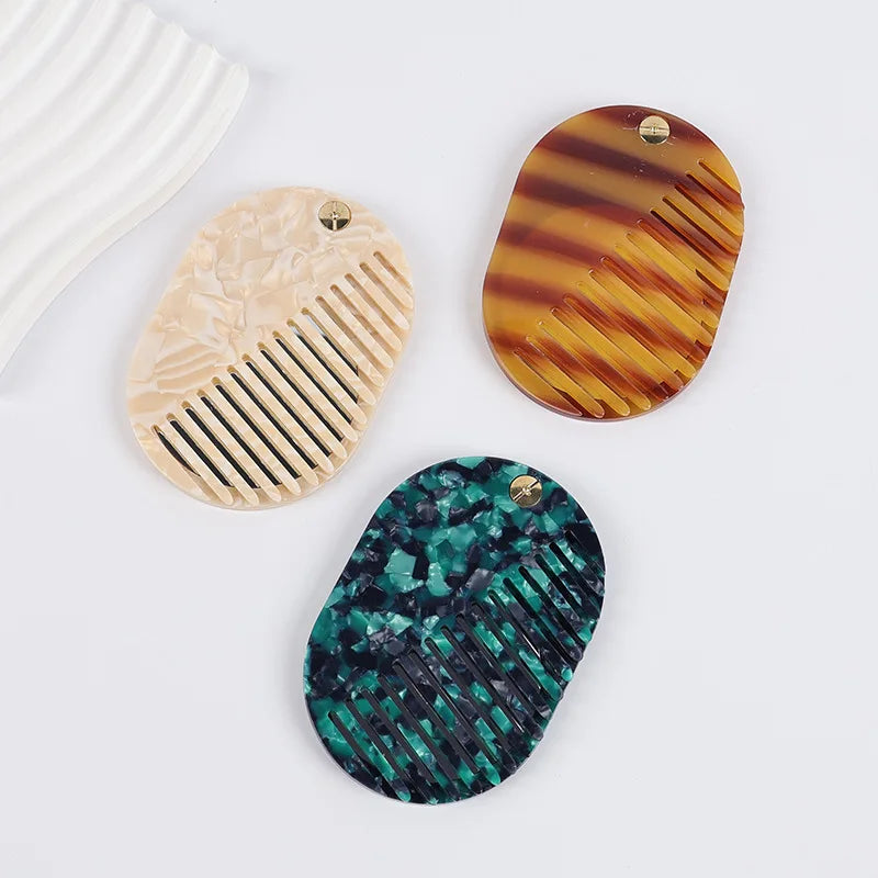Simple Acetate Makeup Mirror Multifunctional Mini Mirror Comb Thickened Anti Static Skin Care Tools Travel Ins Style Oasis Select