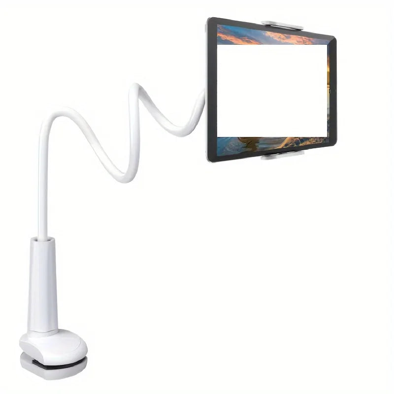 360° Rotating Tablet Phone Holder, Long Arm Spiral Base Mount for Bed Headboard Desk, Adjustable Stand Tablet Wall Mount Oasis Select White-70cm 27.56in