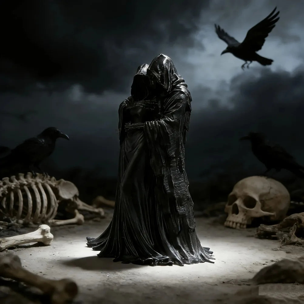 Gothic Grim Reaper & Skull Sculpture 3D Printed Dark Style Figurine Creative Ornament Desktop Bookshelf Halloween & Home Decor Oasis Select