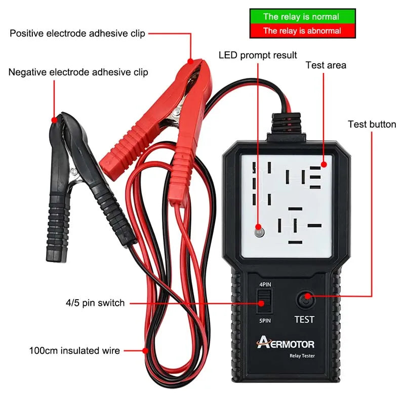 Aermotor 12V-24V Car Relay Tester & Auto Diagnostic Tool Automotive Relay Tester Oasis Select