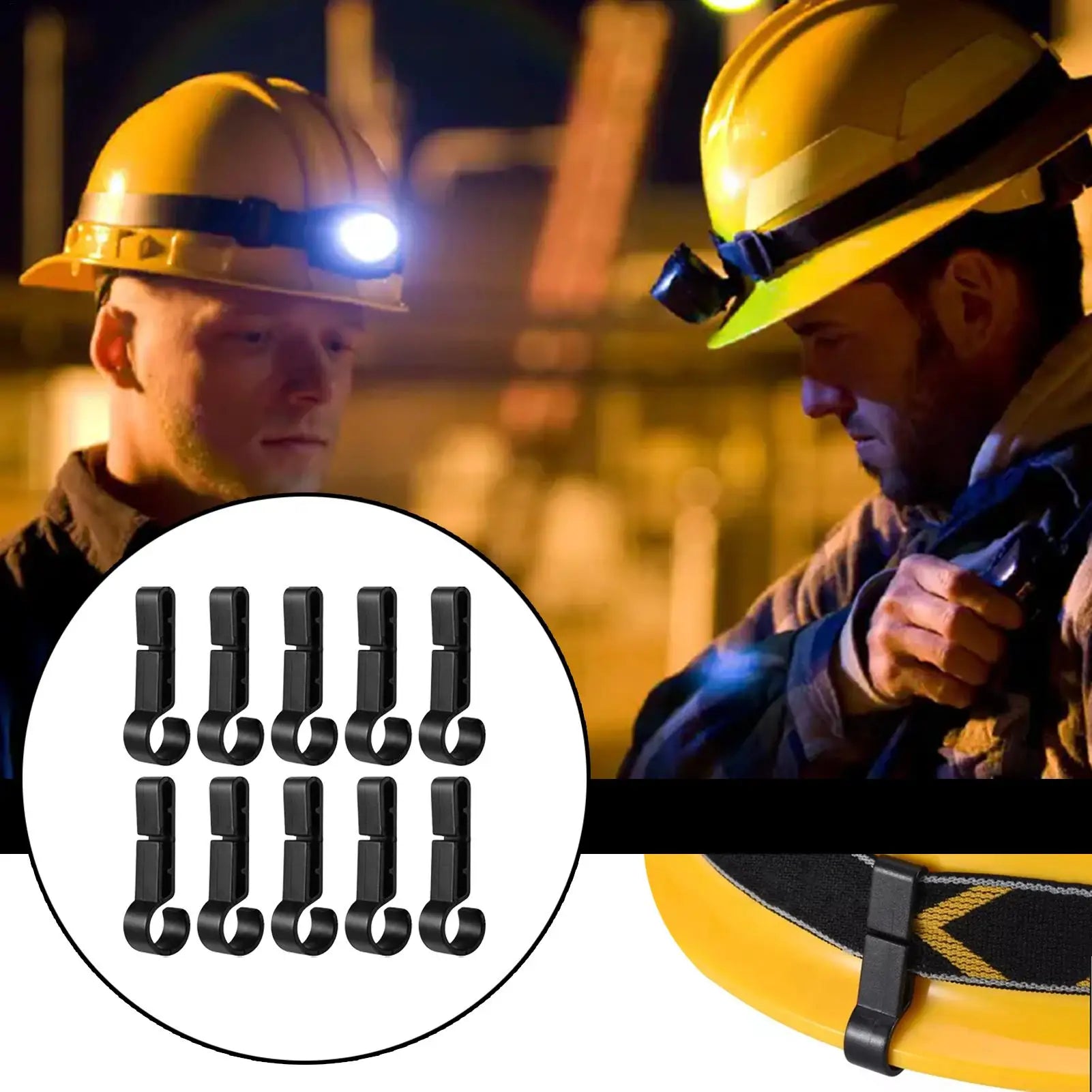 Hard Hat Light Clips 10-Pieces Helmet Headlight Safety Hooks Hard Hat Secure Attachment for Industrial Work Maintenance Outdoors Oasis Select