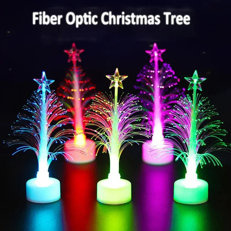 1 PC LED Christmas Fiber Tree Luminous Fiber Optic Christmas Tree Night Light Color-changing Fiber Tree Festival Decorative Lamp Oasis Select 1 Pack