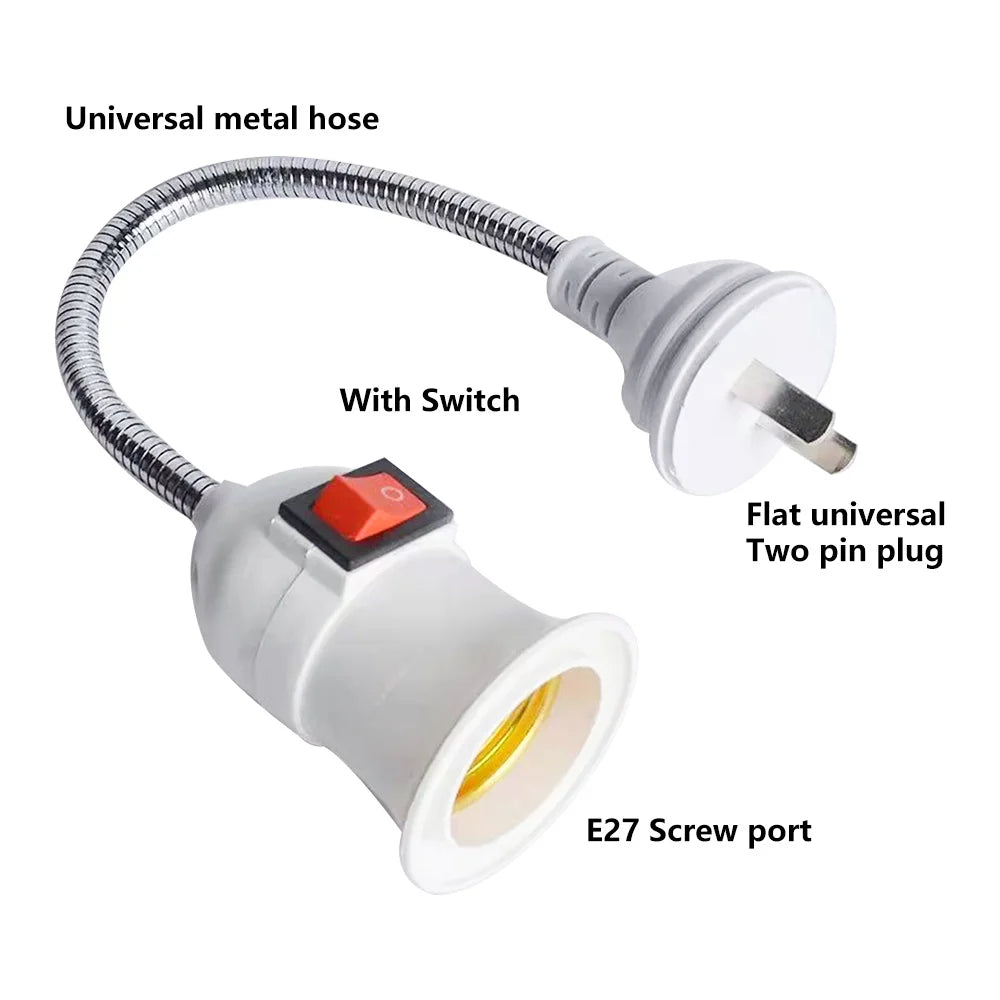 EU/UK/US Plug E27 Lamp Base Wall Flexible Holder Light Socket Converter Bases On/Off Book Light Adapter Plug Switch Oasis Select