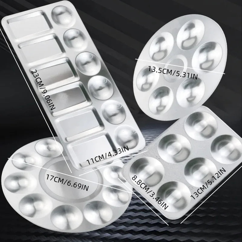 1pcs Aluminum Color Palette 6 Hole Square Circular Children's Painting Color Palette Watercolor Acrylic Pigment Palette Oasis Select