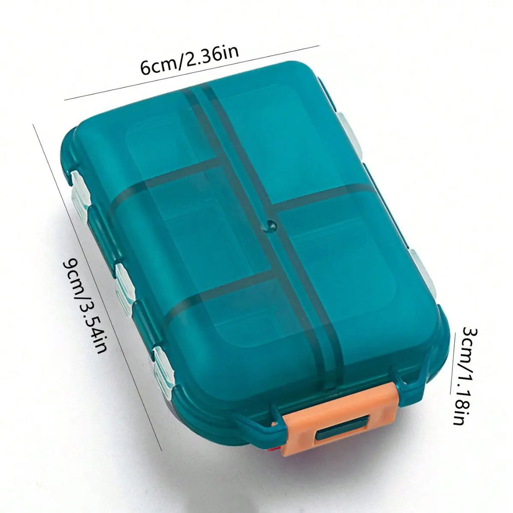 1pc 10 Compartment Pill Box Portable Double Compartment Pill Organiser Oasis Select green