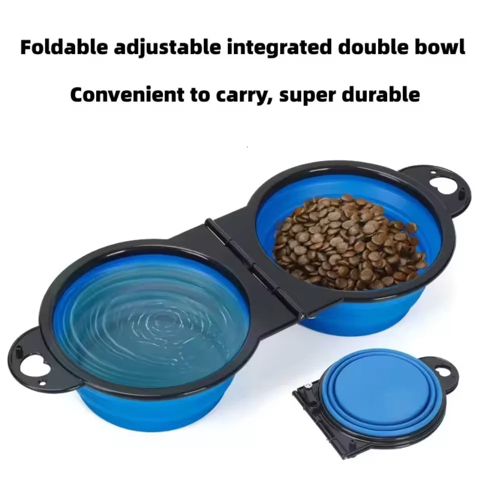 350ml pet double bowl design foldable bowl travel portable durable eating and drinking two-in-one dog bowl cat bowl foldable Oasis Select
