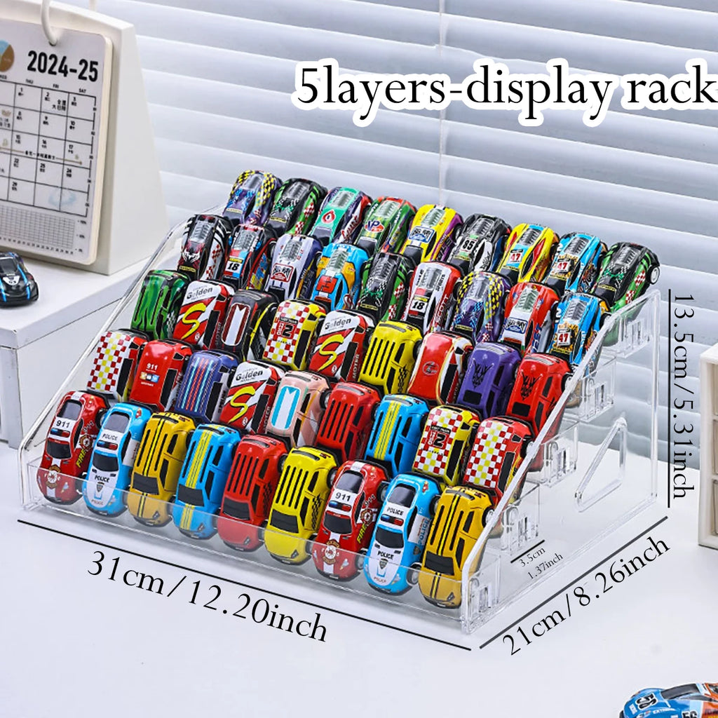 1pc acrylic multi-layer stepped toy car display rack buckle cosmetic home storage rack ideal choice for storage enthusiasts Oasis Select Transparent 5-layer