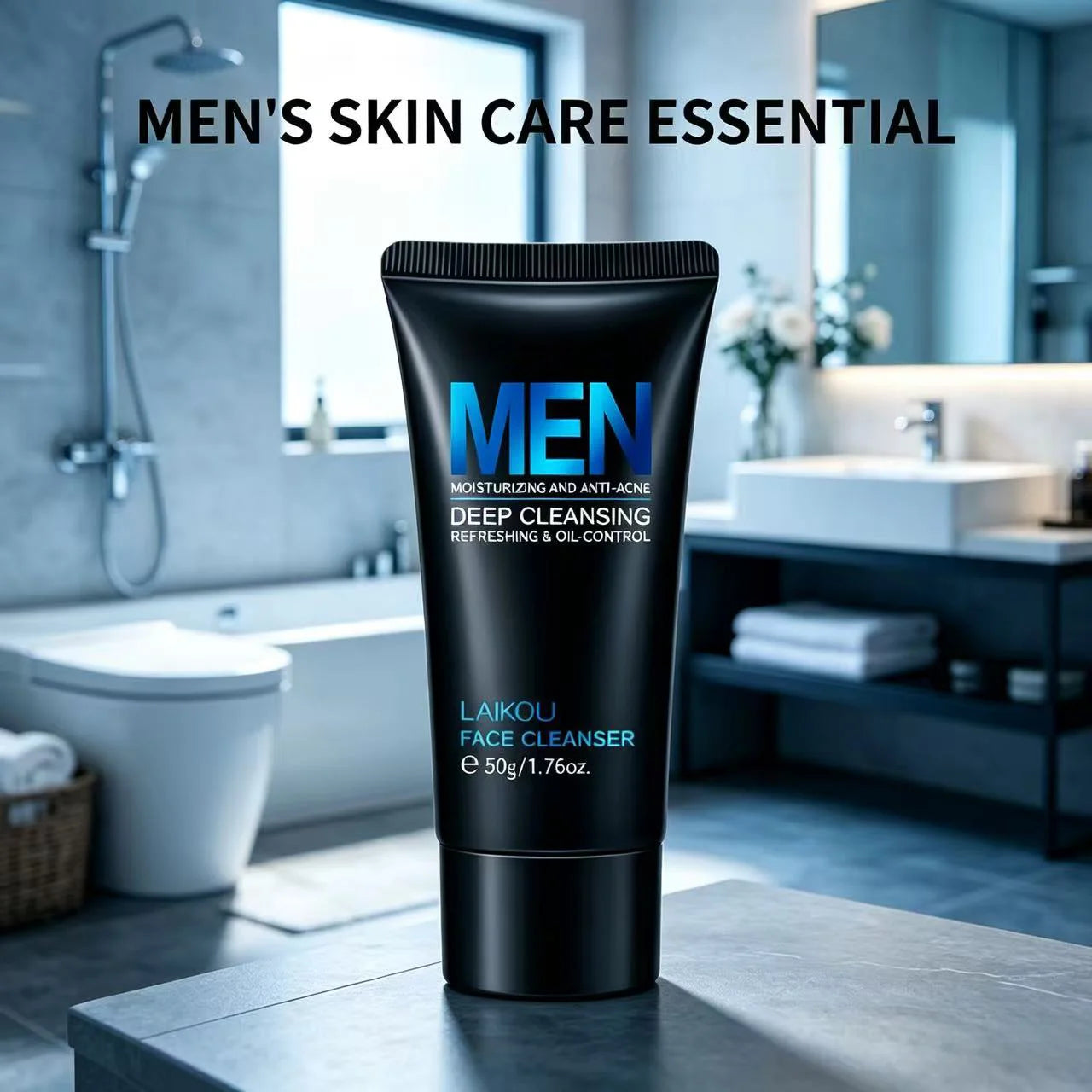 LAIKOU Men Face Cleanser 50g Deep Cleansing Oil Control Anti Acne Moisturizing Blackhead Removal Pore Minimizer Gentle Wash Oasis Select