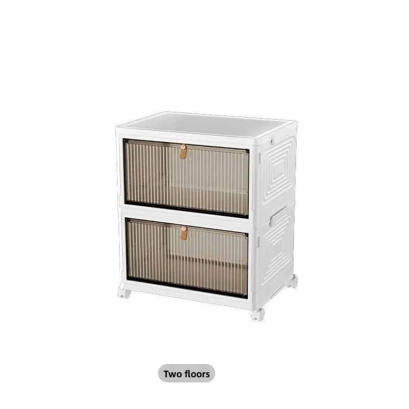 Transparent folding shoe box storage box installation-free artifact shoe rack dust-proof dormitory assembly plastic simple shoe Oasis Select White two layers