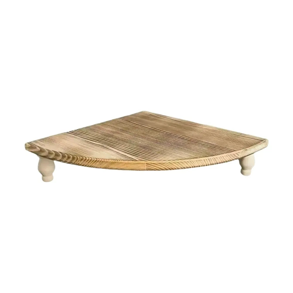 Wooden Fan-Shaped Corner Shelf | Decorative Storage Rack