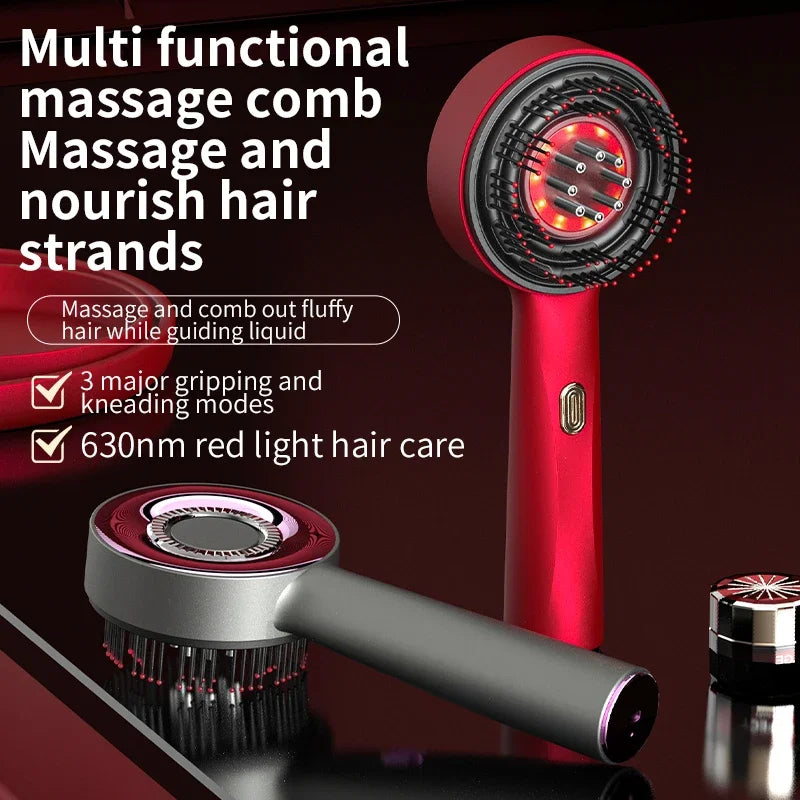 Electric Scalp Massager Comb – Red Light & Oil Applicator