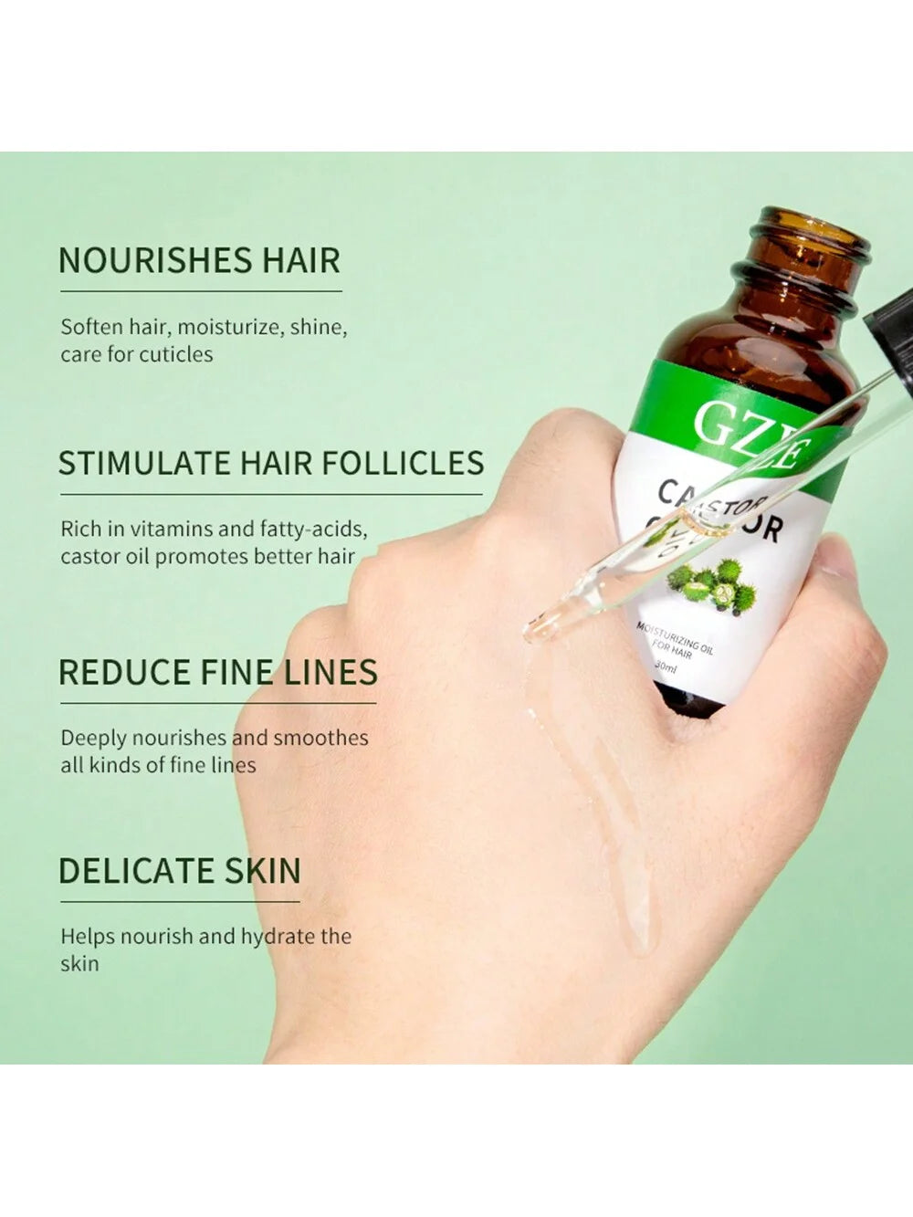 GZE Organic Castor Oil 1oz | Cold Pressed & Hexane Free