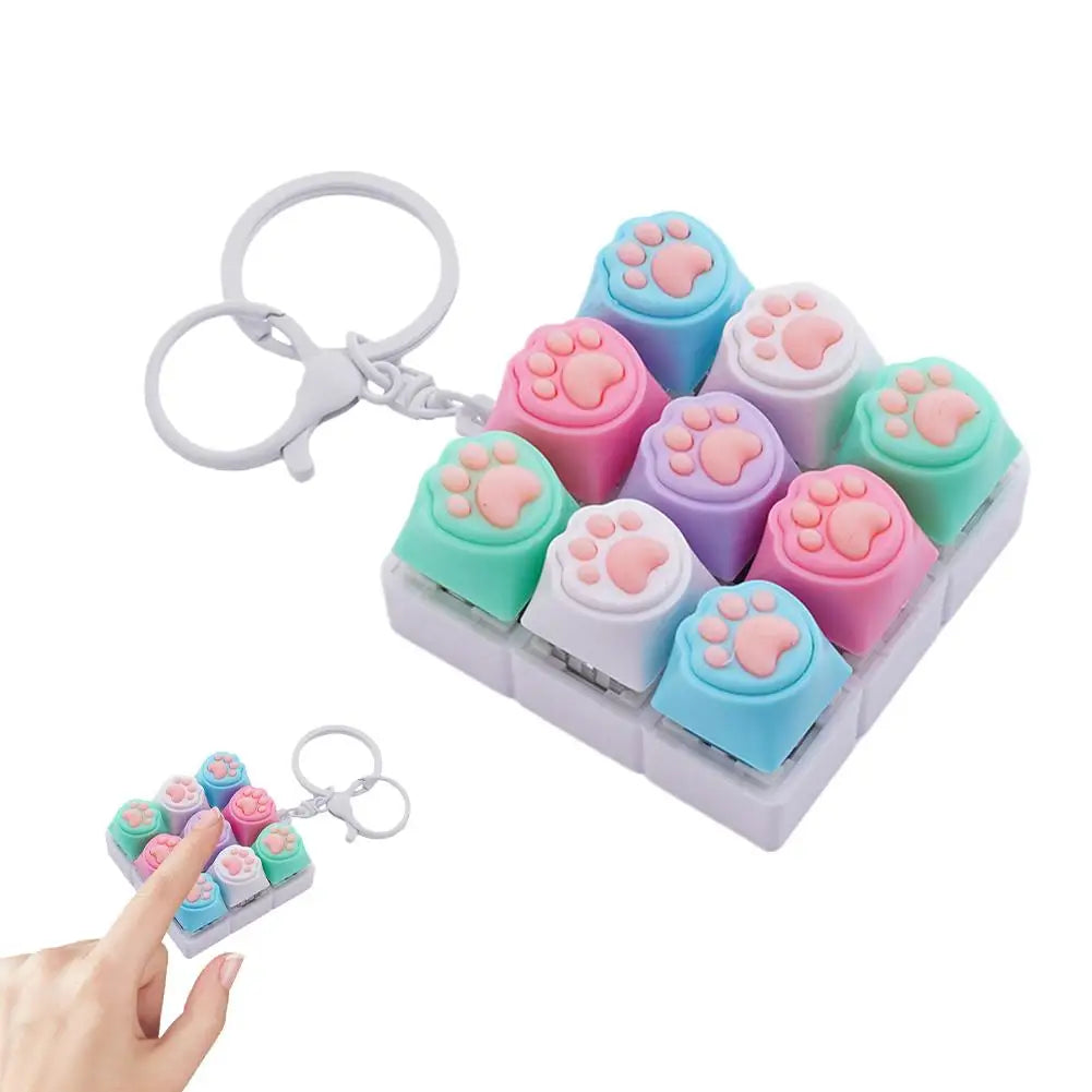 Silent Keyboard Fidget Toy,Fidget Keyboard For Stress Relief Cat's Paw Keyboard Fidget Clicker,ANTI-Anxiety Keyboard Keychains Oasis Select C