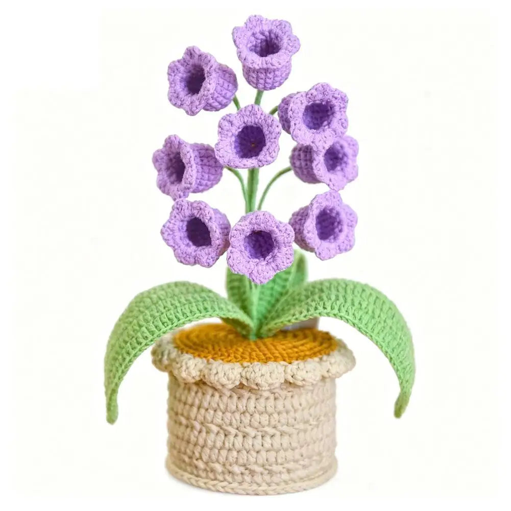 Handmade Crochet Orchid LED Night Light | Flower Pot Desk Lamp