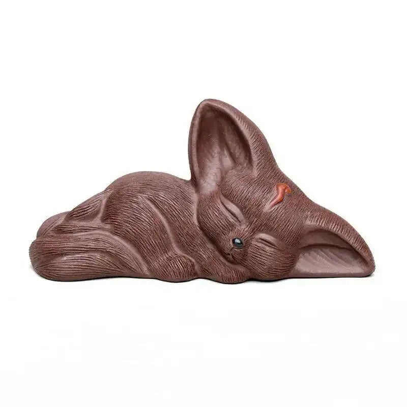 Zisha Tea Pet Fox Ornament Nine-tailed Spirit Fox Sculpture Creative Tea Tray Decoration Accessories Tea Set Oasis Select