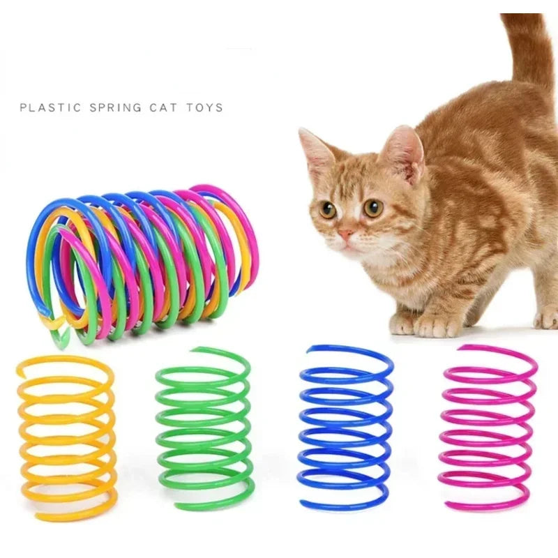 4-24pcs Kitten Coil Spiral Springs Cat Toys Interactive Gauge Cat Spring Toy Colorful Springs Cat Pet Toy Pet Products Oasis Select