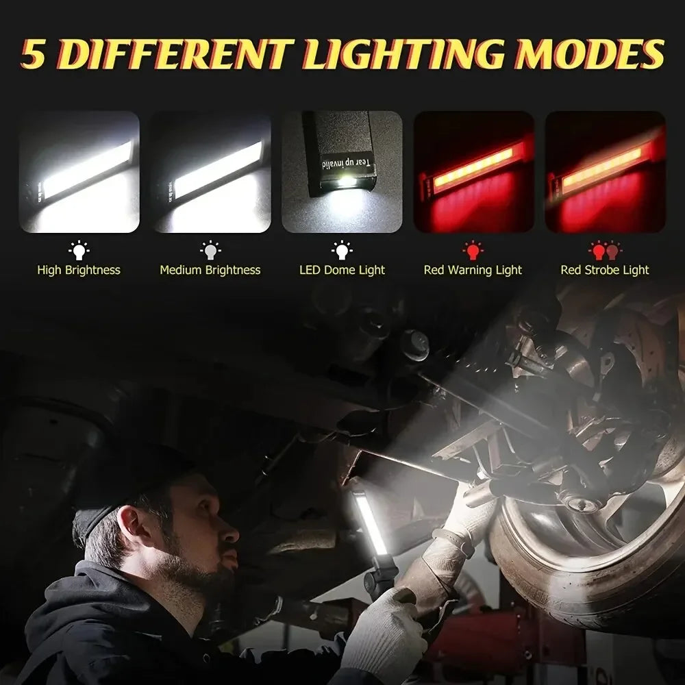 USB Flashlight Rechargeable,Torch Tool Gifts for Men, LED Work Light with Magnetic Base 5 Modes For Home Outdoor Camping Oasis Select