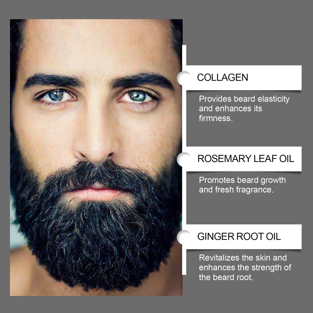 Beard Thickening Care Oil with Roller Ball 0.25mm Strengthen Hair Roots Nourishing Soften Beard Oil for Men Grooming Beard Care Oasis Select
