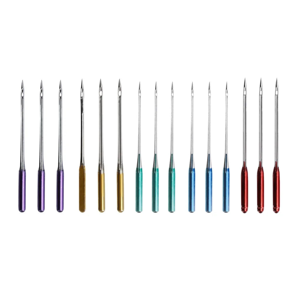 15pcs Anti-Jumping Sewing Machine Needles Sharp Tips Regular Point Universal Sewing Needles Steel Flat Shank Ball Point Needles Oasis Select