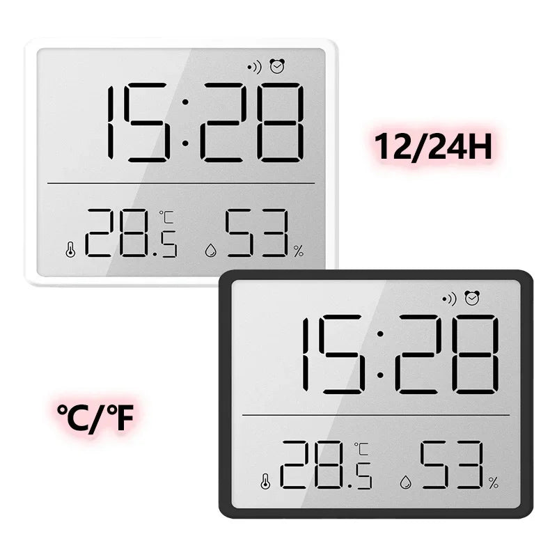 Ultra Thin Alarm Clock LCD Large Screen Digital Temperature Hygrometer Simple Alarm Clock Magnetic Design Desk Decoration Clocks Oasis Select