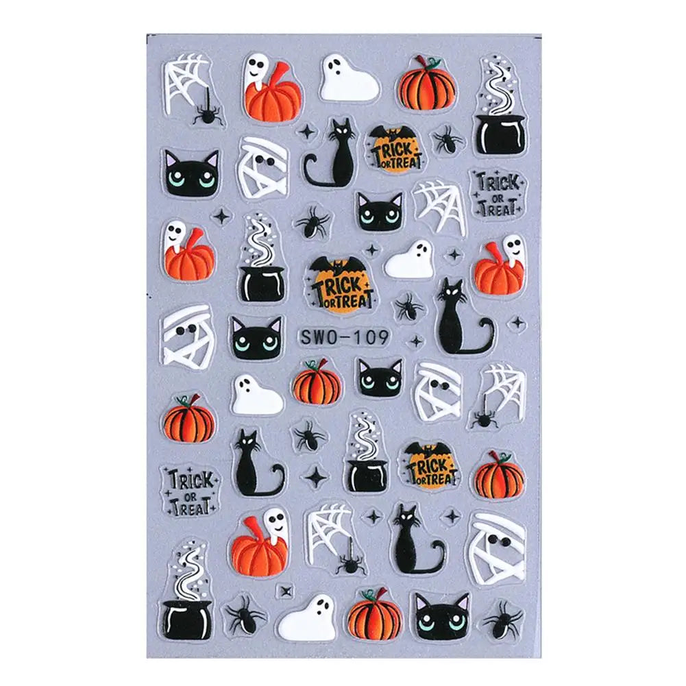 Halloween Nail Stickers – Pumpkin Ghost Skull DIY Decals
