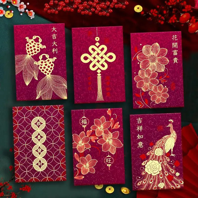 6Pcs Paper 2026 Horse Year Red Envelope Mini Cartoon Lucky Money Bag Traditional Blessing Red Pocket Marriage Celebration Oasis Select B20
