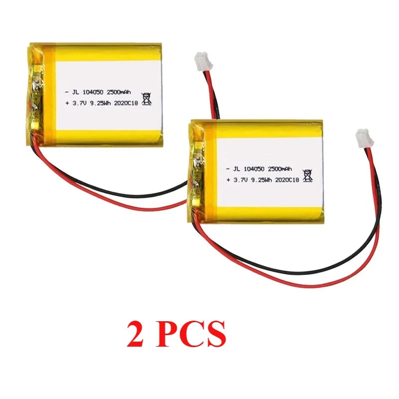 Rechargeable 104050 3.7V Large Capacity 2500mAh Li-Po Battery Lithium Polymer Lipo Cells for GPS MP3 4 5 Driving Recorder Camera Oasis Select 2 PCS