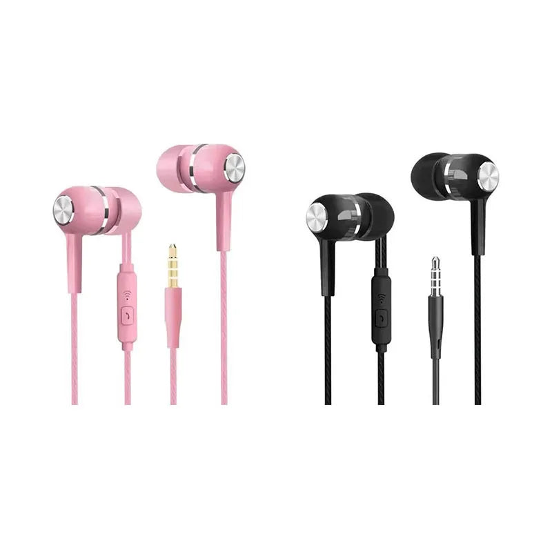 1/2/4pcs Mobile Wired Headphones Sport Earphone In Ear 3.5 Sport Earbuds Headset Mic Music Earphones for Phones Oasis Select Pink-Black