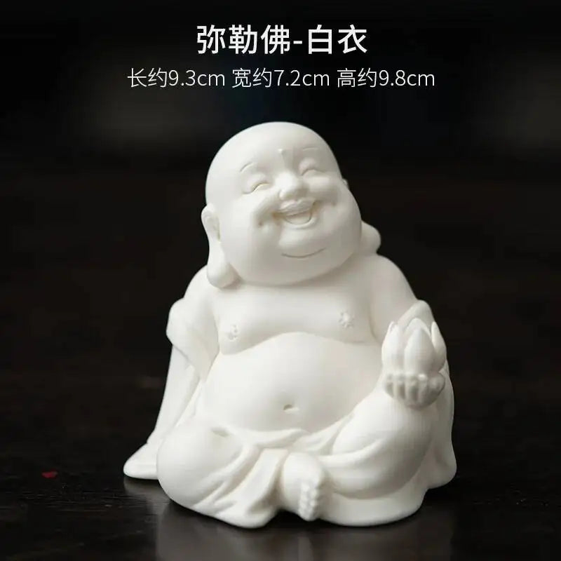 Zen Maitreya Tea Pet Ornament Incense Holder Incense Stick Sandalwood Incense Burner Incense Stand Ceramic Little Oasis Select - White Clothes