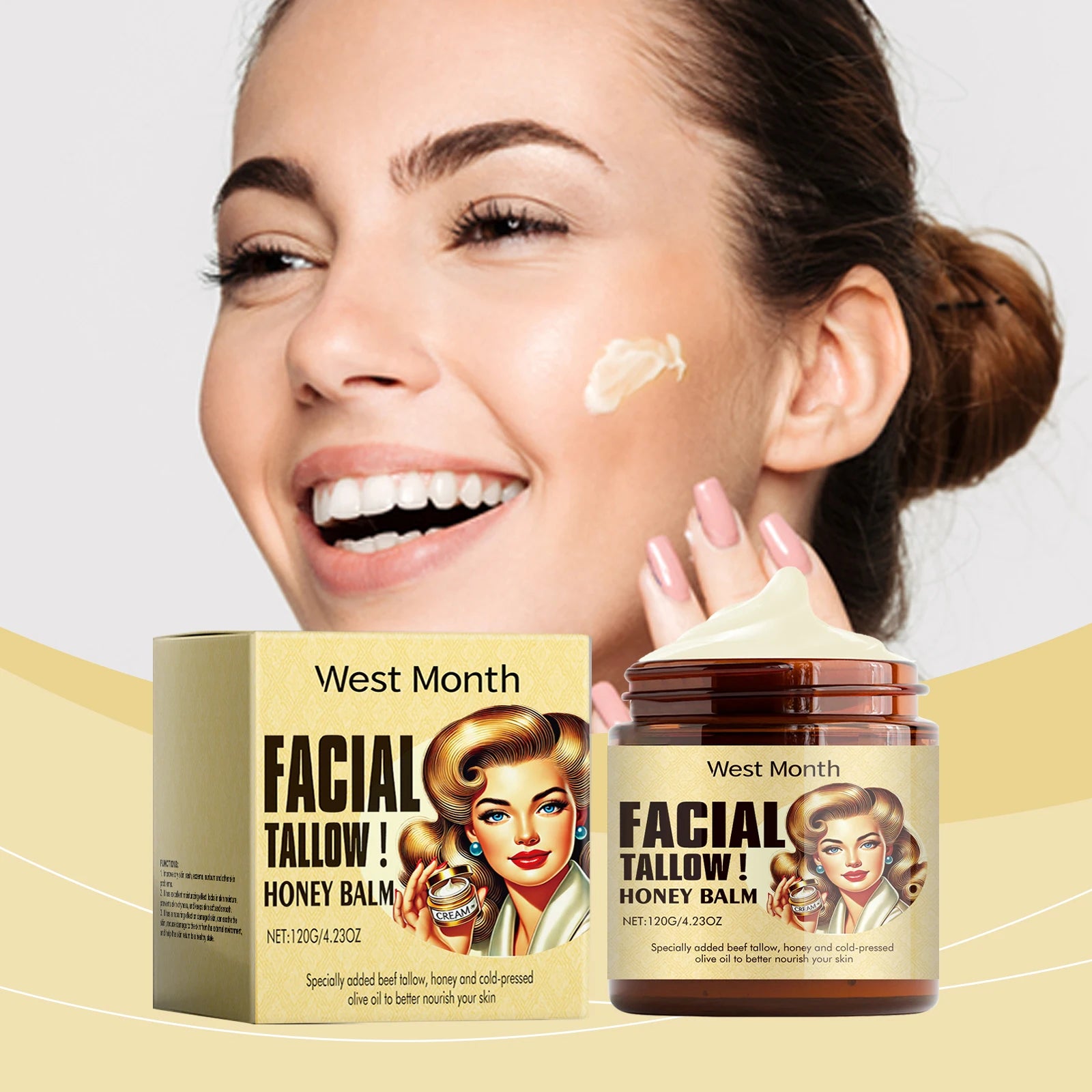 Beef Tallow Face Cream Lasting Moisturizing Soothing Facial Skin Firming Increase Facial Elasticity Nourishing Smooth Skin Care Oasis Select